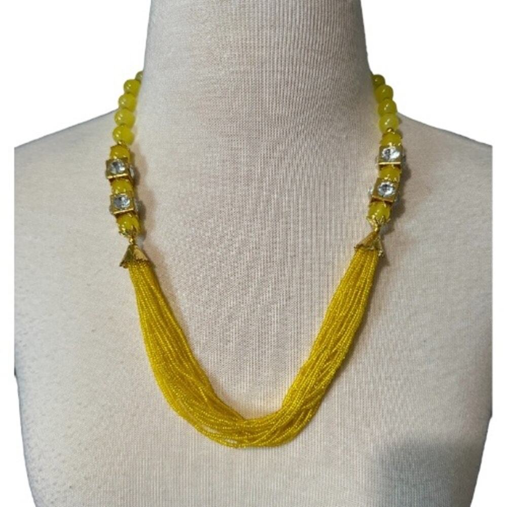 Yellow & Gold Beaded Necklace & Earring Set
